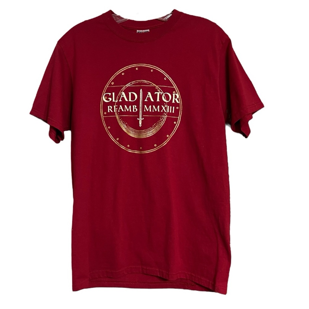 Men's Red Gold Gladiator Sword  T Shirt  Sz M EUC